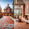Image showing red Chicago bricks used for a driveway and patio, and thin bricks on an interior wall, highlighting the versatility and aesthetic appeal of these materials in modern architecture.